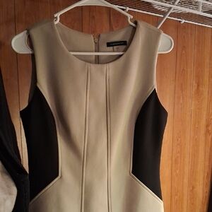 Tommy Hilfiger Beige and Black Sleeveless Sheath Dress